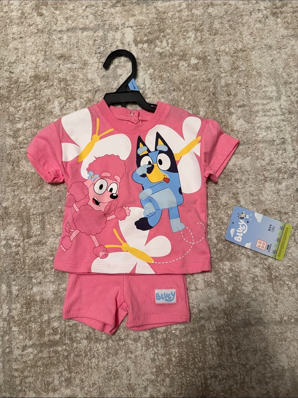 Bluey Pink Toddler Two-Piece Set - Bluey Characters size 3/6M-NWT